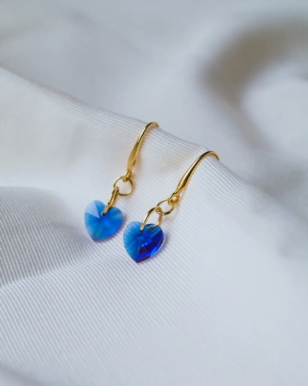 Blue Heart Crystal Earrings
