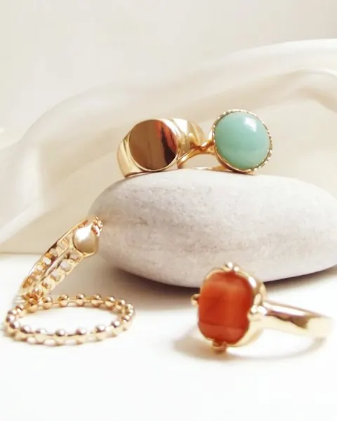 Natural Stone Ring Set